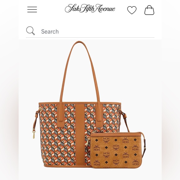MCM Cognac Visetos Tote Bag with Reversible Geometric interior. Gently used! - Picture 6 of 16